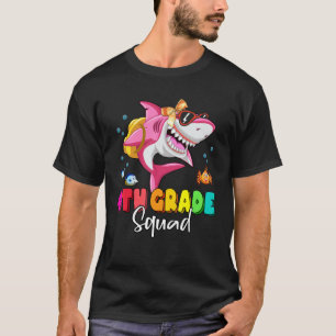 4th Grade Squad Shark Backpack Back To School Gir T-Shirt