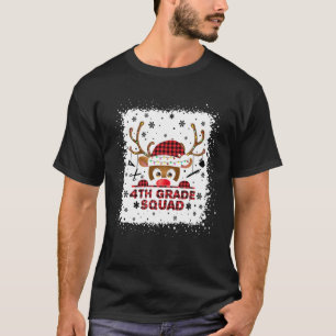 4Th Grade Squad Teacher Christmas Reindeer Red Buf T-Shirt