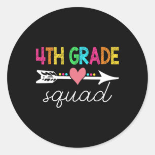 4th Grade Squad Teacher Student Back To School Fir Classic Round Sticker