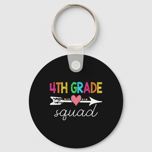 4th Grade Squad Teacher Student Back To School Fir Keychain (Front)