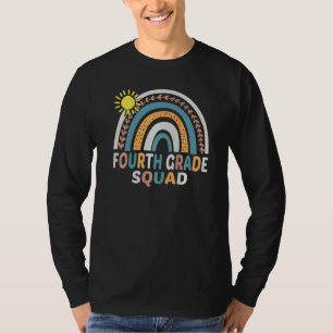 4th Grade Squad Teacher Student Rainbow 100th Day  T-Shirt