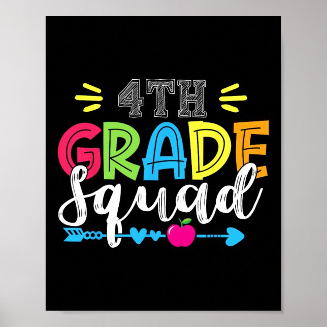 4th Grade Squad Team Ck To School Teacher Student  Poster (Front)