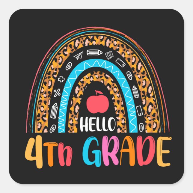 4th Grade Square Sticker (Front)