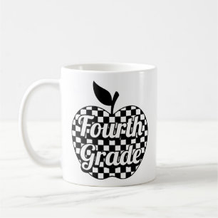 4th Grade Teacher Chequered Apple Coffee Mug