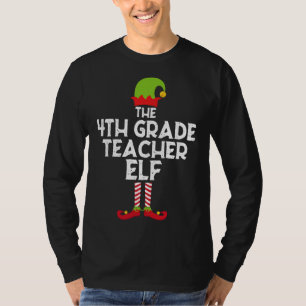 4th Grade Teacher Elf Matching Family Christmas Pa T-Shirt