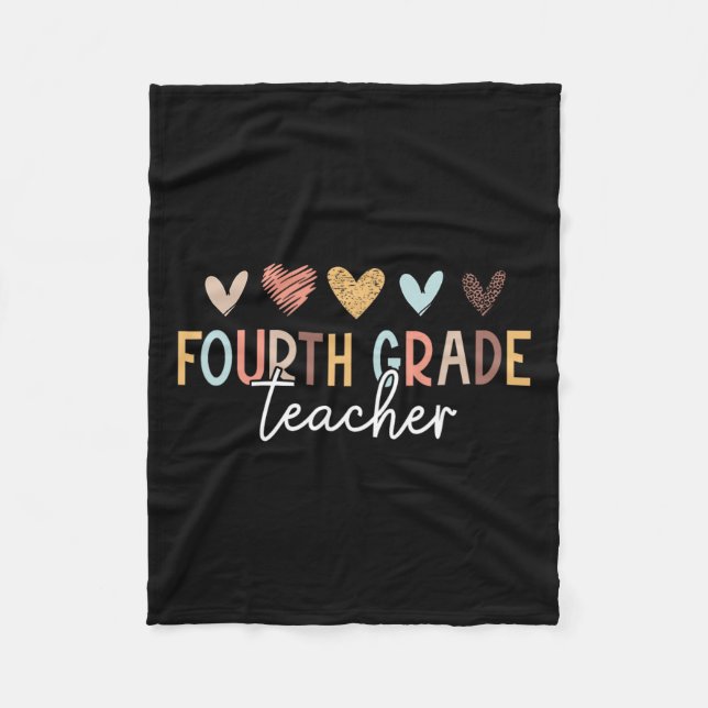 4th Grade Teacher First Day Of School Back To Scho Fleece Blanket (Front)