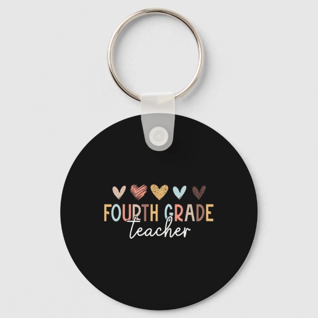 4th Grade Teacher First Day Of School Back To Scho Keychain (Front)