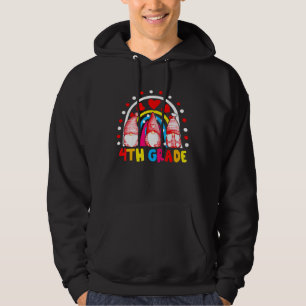 4th Grade Teacher Gnomes Rainbow The First Day Sch Hoodie