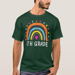 4th Grade Teacher Rainbow Funny Fourth Grade Back T-Shirt