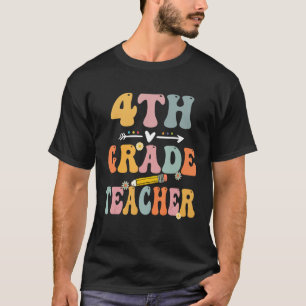 4th Grade Teacher Retro Groovy Vintage First Day O T-Shirt