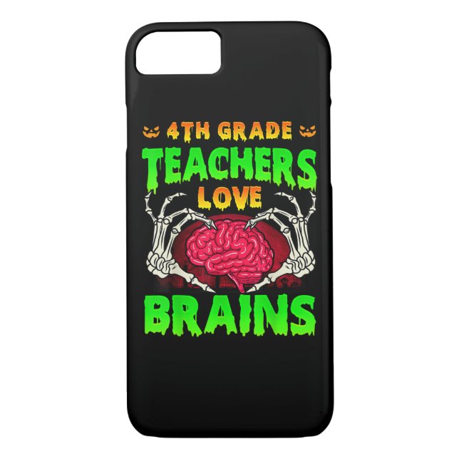 4th Grade Teachers Brains Skeleton Hand Heart Hall Case-Mate iPhone Case (Back)