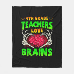 4th Grade Teachers Brains Skeleton Hand Heart Hall Fleece Blanket