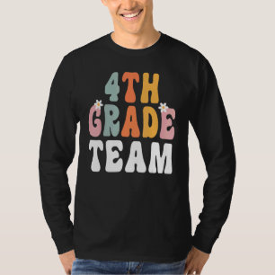 4th Grade Team Retro Groovy Teacher Happy 1st Day T-Shirt