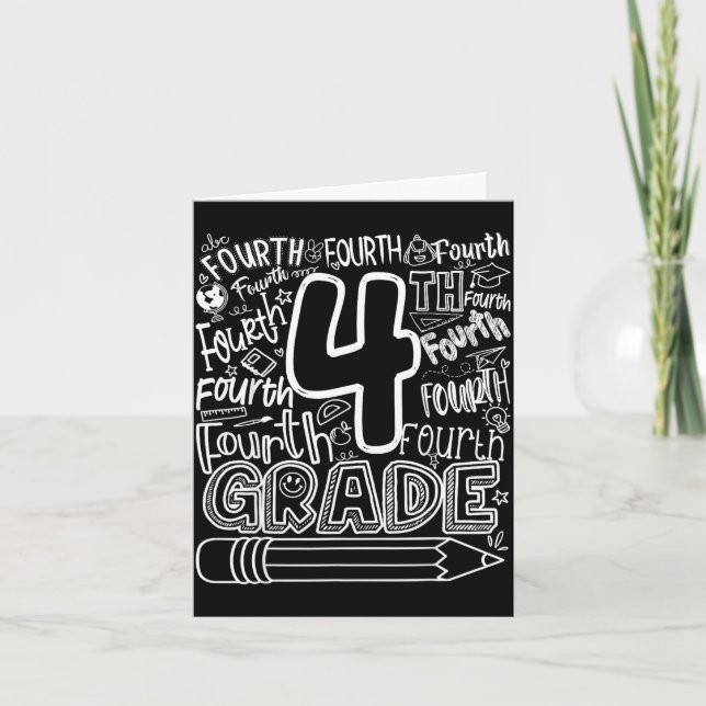 4th grade typography team fourth back to school card (Front)