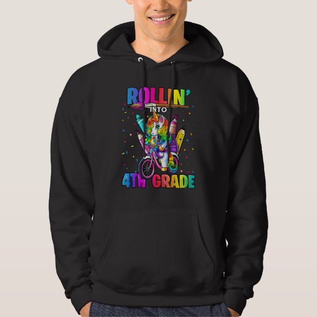 4th Grade Unicorn Back to School First Day of Scho Hoodie (Front)