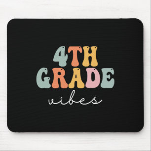 4th Grade Vibes Retro Groovy Women Happy First Day Mouse Pad