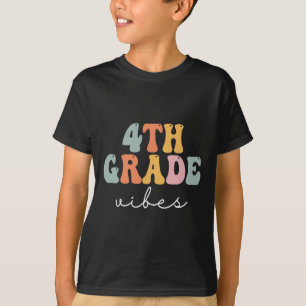 4th Grade Vibes Retro Groovy Women Happy First Day T-Shirt