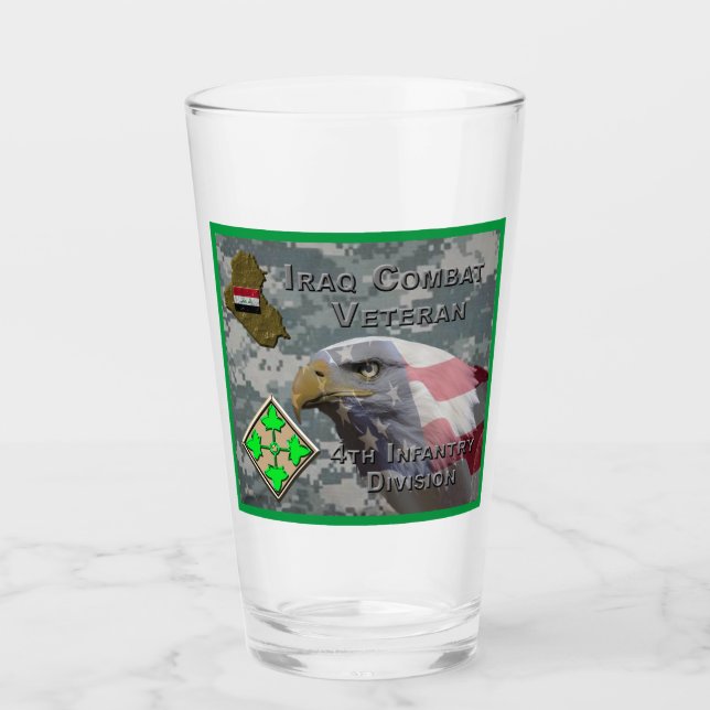 4th Infantry Div Iraq Combat Veteran Glass (Front)