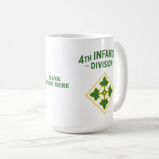 4th Infantry Division Badge Customizable Coffee Mug (Front Right)