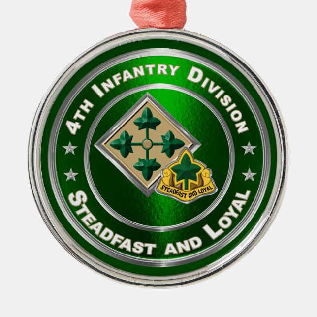 4th Infantry Division Christmas Metal Ornament (Front)