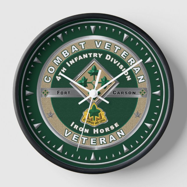 4th Infantry Division Combat Veteran Clock (Front)