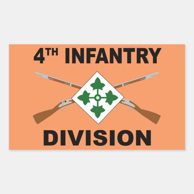 4th Infantry Division - Crossed Rifles - With Text Sticker (Front)