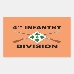 4th Infantry Division - Crossed Rifles - With Text Sticker