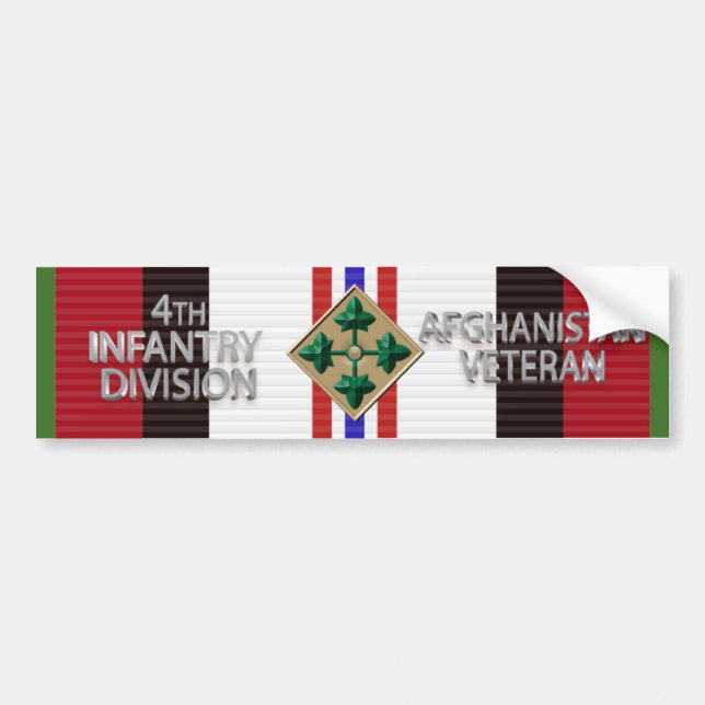 4th Infantry Division Eagle Afghanistan Veteran Bumper Sticker (Front)