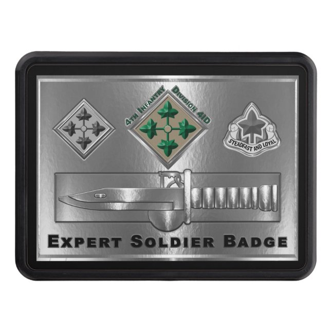 4th Infantry Division Expert Soldier Badge Trailer Hitch Cover (Front)