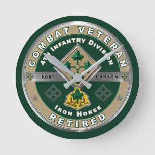 4th Infantry Division Retired Combat Veteran Round Clock