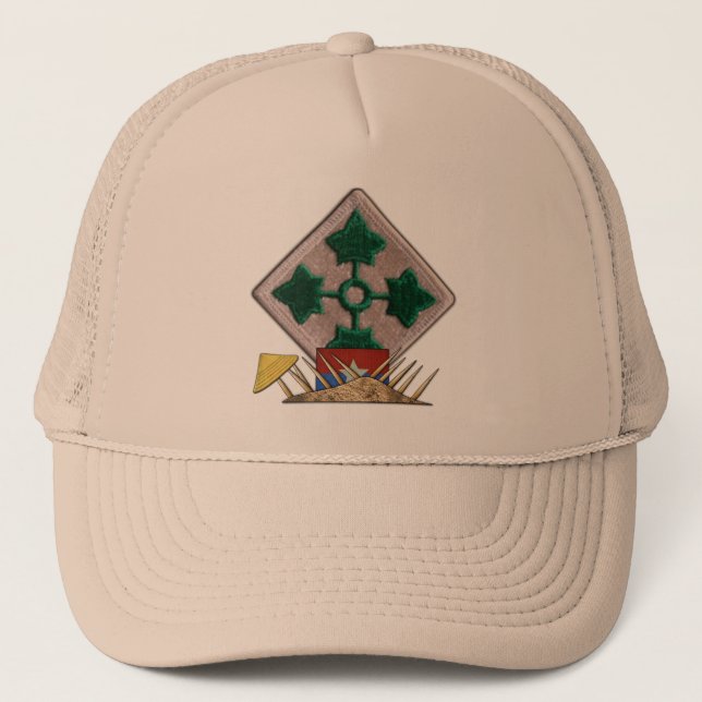 4th infantry division vietnam nam war vets patch trucker hat (Front)