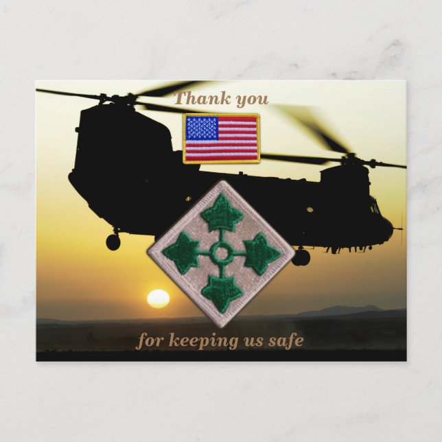 4th infantry Fort Carson veterans vets patch Postcard (Front)