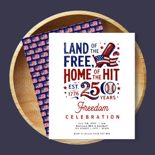4th July 2026 America 250 Baseball Party invite