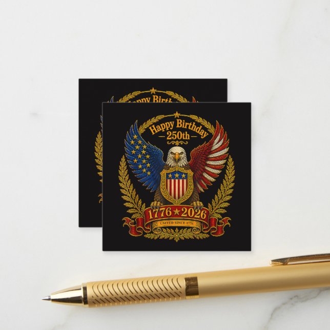 4th July 250th Independence Day 250 Years Enclosure Card (Front/Back In Situ)