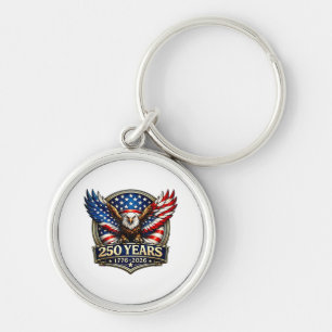 4th July American Flag Eagle Vintage 250 Years 177 Keychain