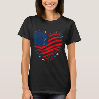 4th july american heart independence day T-Shirt