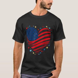 4th july american heart independence day T-Shirt