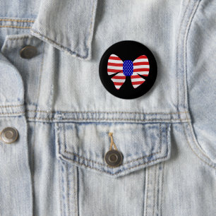 4th July Apparel America USA Flag Patriotic ribbon 2 Inch Round Button