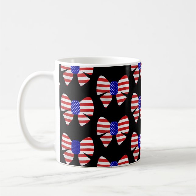 4th July Apparel America USA Flag Patriotic ribbon Coffee Mug (Left)
