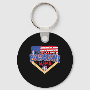 4th July Baseball Mama Ice Cream Drip Baseball Mom Keychain