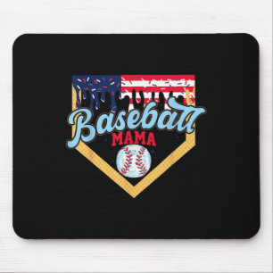 4th July Baseball Mama Ice Cream Drip Baseball Mom Mouse Pad