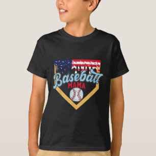 4th July Baseball Mama Ice Cream Drip Baseball Mom T-Shirt