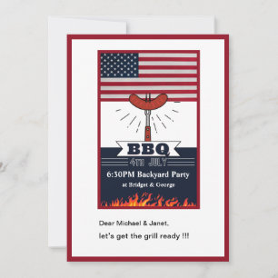 4th July bbq backyard party Invitation