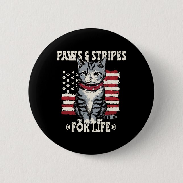 4th July Cat Lover  2 Inch Round Button (Front)