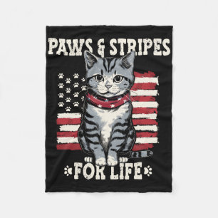 4th July Cat Lover Fleece Blanket