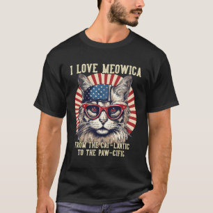 4Th July Cat Lover I Love Meowica Funny Patriotic  T-Shirt