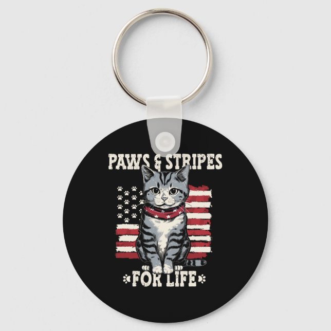 4th July Cat Lover  Keychain (Front)