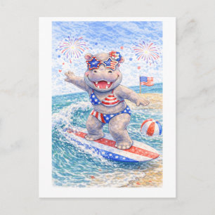 4th July Celebration for Surfer Holiday Postcard