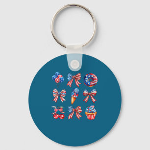 4Th July Coquette Bow Red Keychain
