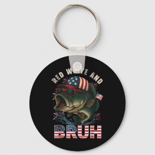 4th July Funny American Flag Patriotic Fishing Keychain